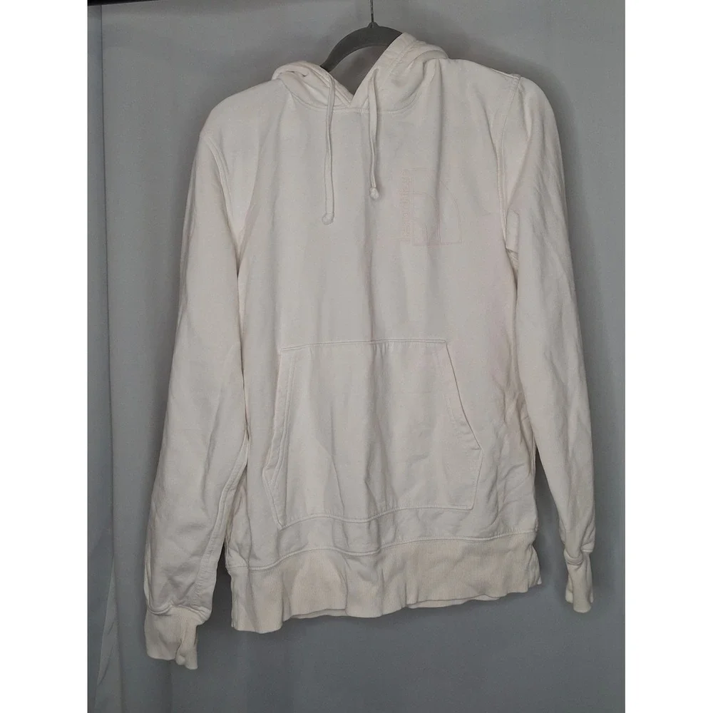 The North Face Mens Cream Off White Embroidered Logo Hoodie Pullover NF0A7UNW M